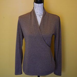 Talbots cross body long sleeve shirt stretch petite